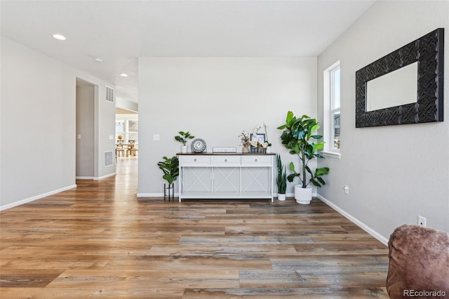 hallway featuring wood-type flooring