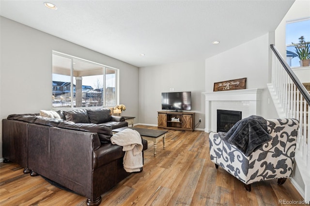 living room featuring hardwood / wood-style flooring