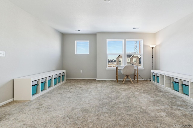 miscellaneous room with plenty of natural light and carpet flooring