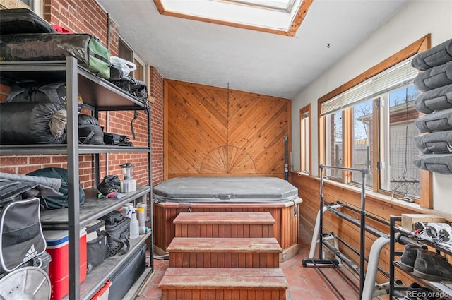 storage area featuring a skylight