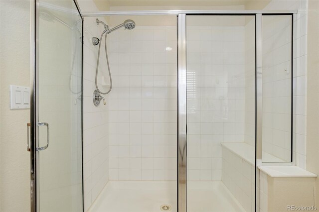 bathroom with a stall shower