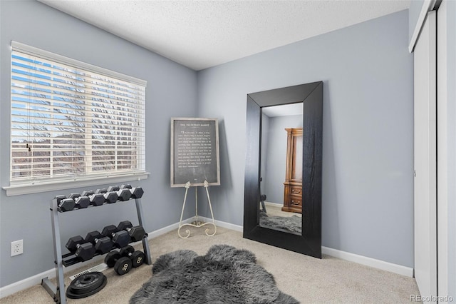 20466 Willowbend Ln, Parker, CO 80138 - workout area featuring baseboards, plenty of natural light, and carpet flooring