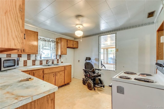 kitchen with electric range and sink