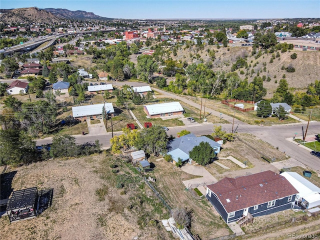 aerial view with a mountain view