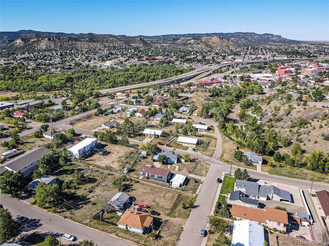 aerial view with a mountain view