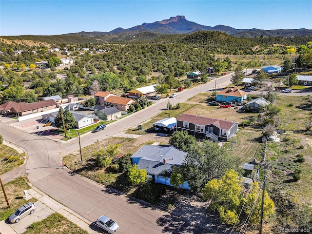 aerial view with a mountain view