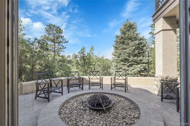 917 Dakota Dr, Castle Rock, CO 80108 - view of patio featuring a fire pit