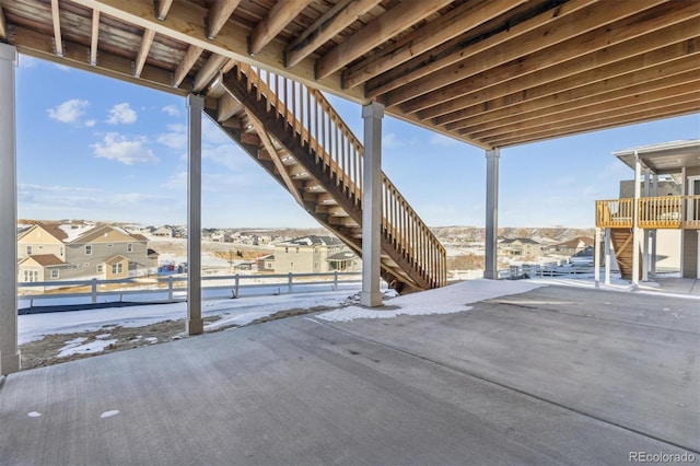 view of snow covered patio