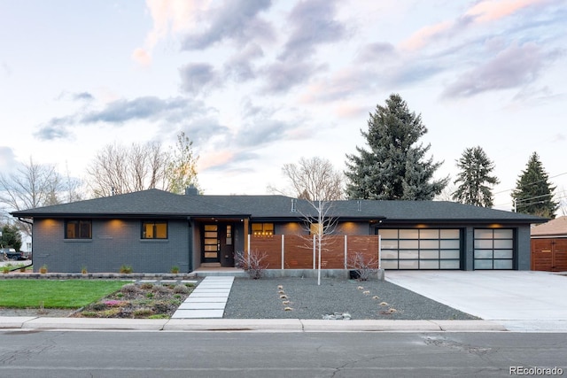 prairie-style house with a garage