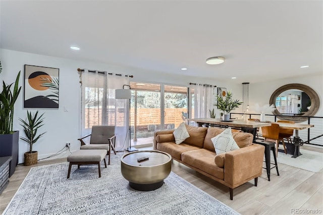 living room with light wood-type flooring