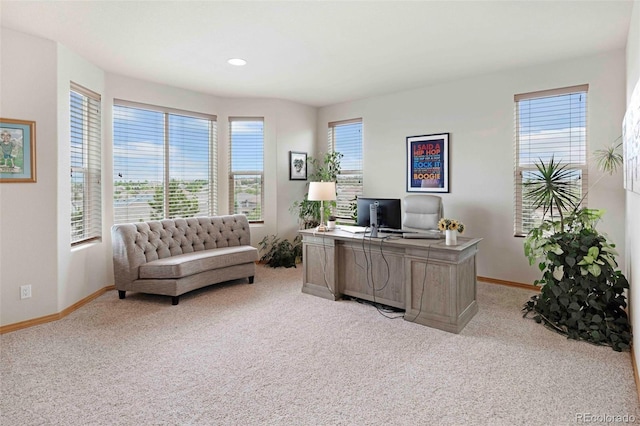 7724 Kryptonite Ln, Castle Rock, CO 80108 - office featuring light colored carpet, baseboards, healthy amount of natural light, and recessed lighting