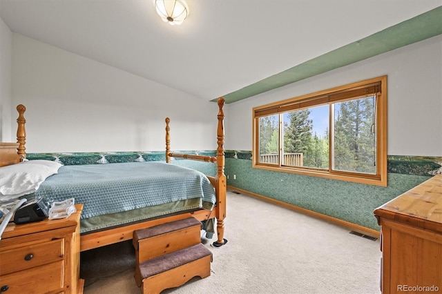 29825 Kennedy Gulch Rd, Conifer, CO 80433 - bedroom with carpet floors and lofted ceiling