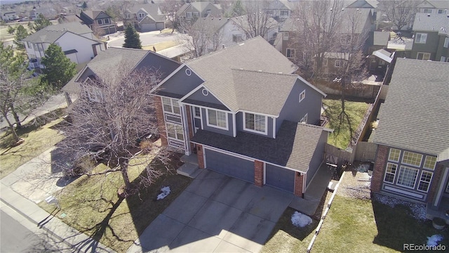 bird's eye view with a residential view