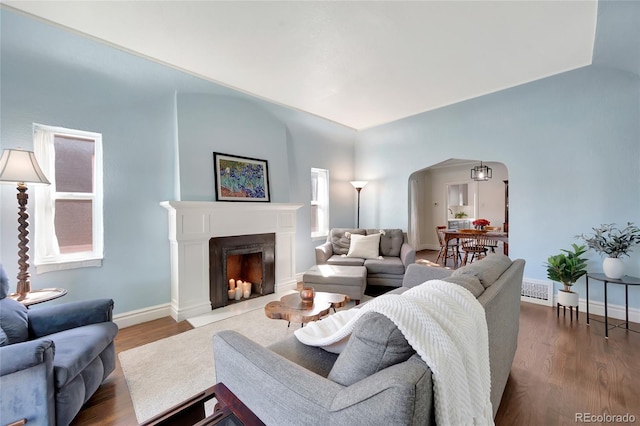 living room with wood-type flooring