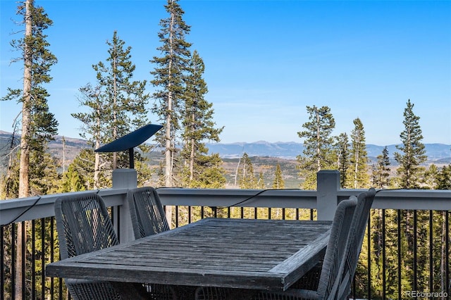 deck with a mountain view