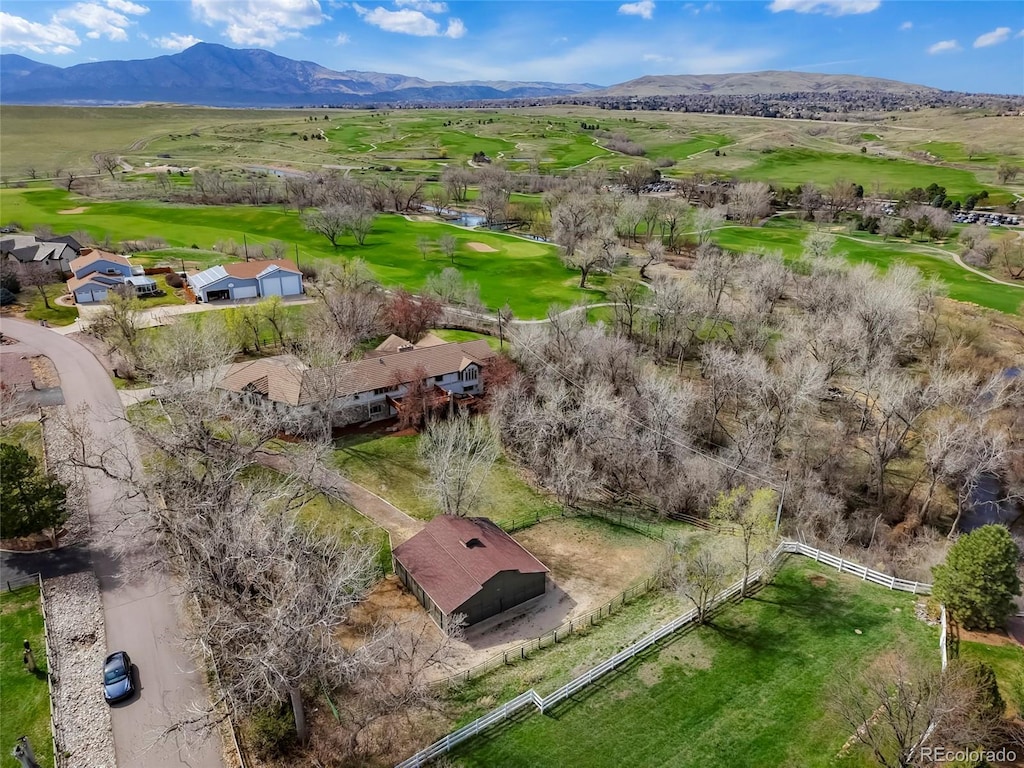 11489 W Bear Creek Dr, Lakewood, CO 80227 - bird's eye view featuring golf course view and a water and mountain view