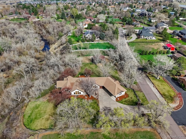 drone / aerial view with a residential view
