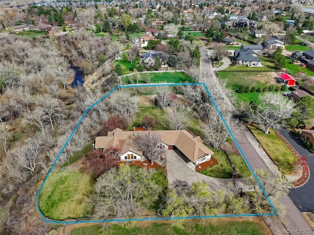 drone / aerial view with a residential view