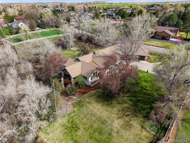 birds eye view of property with a residential view