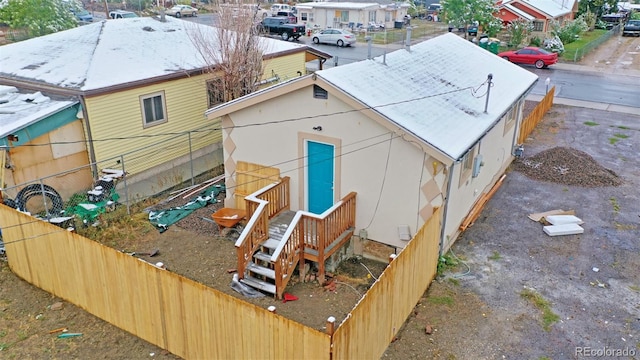 exterior space with a residential view and fence private yard