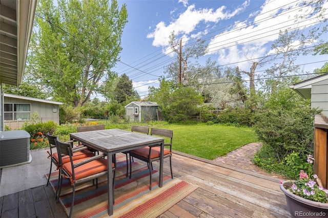 270 31st St, Boulder, CO 80305 - wooden deck with outdoor dining space and a lawn
