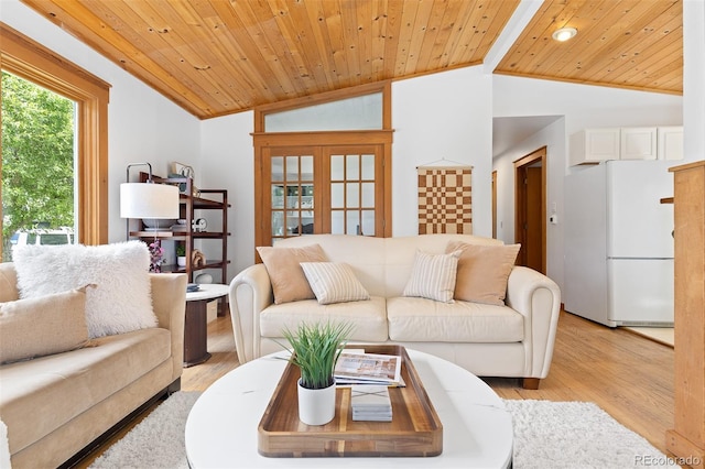 270 31st St, Boulder, CO 80305 - living area with vaulted ceiling, light wood-style flooring, and wood ceiling