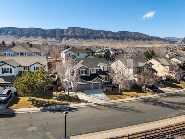 aerial view featuring a mountain view