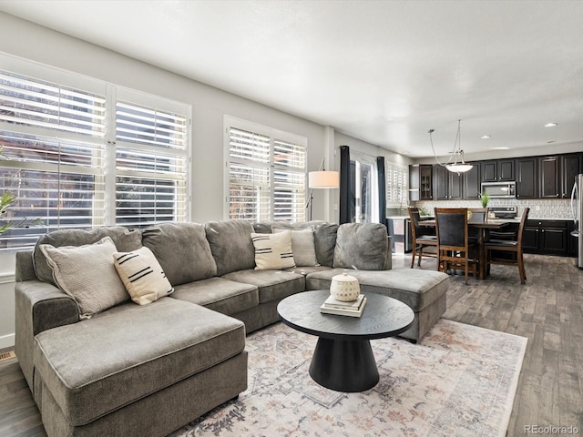 living room featuring wood-type flooring