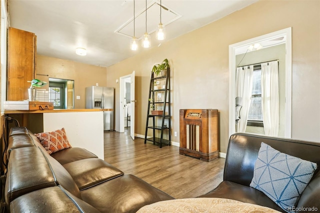 living room with wood-type flooring