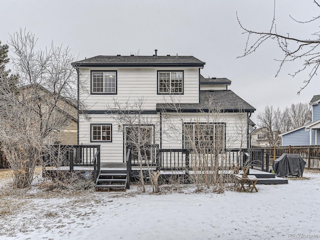 view of front of house featuring a wooden deck