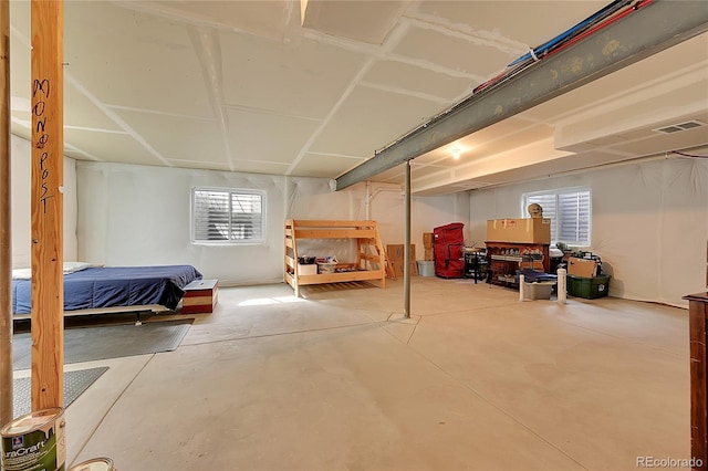interior space featuring concrete flooring and visible vents