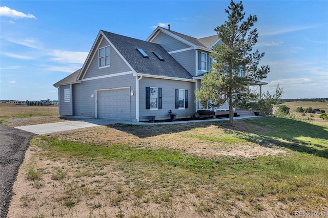 6696 Sunset Cir, Kiowa, CO 80117 - view of front facade with driveway, roof with shingles, a front lawn, and a garage