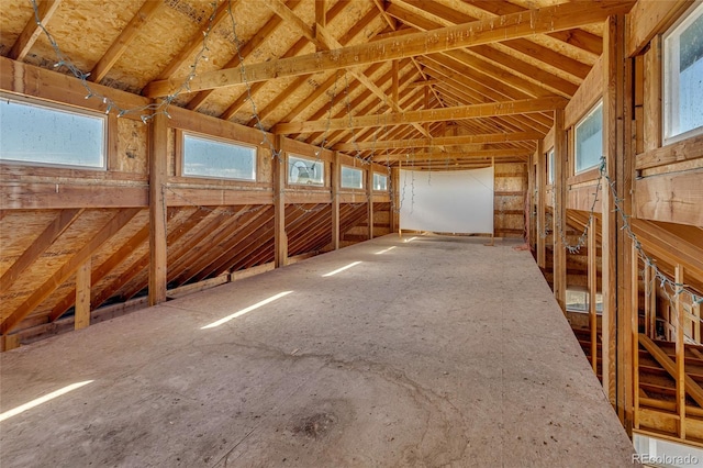 view of unfinished attic