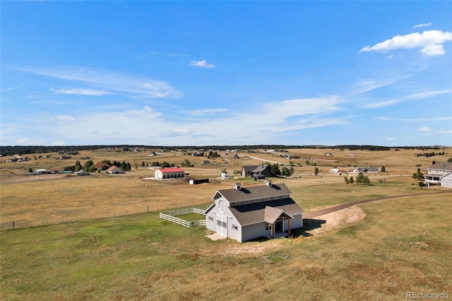 drone / aerial view with a rural view