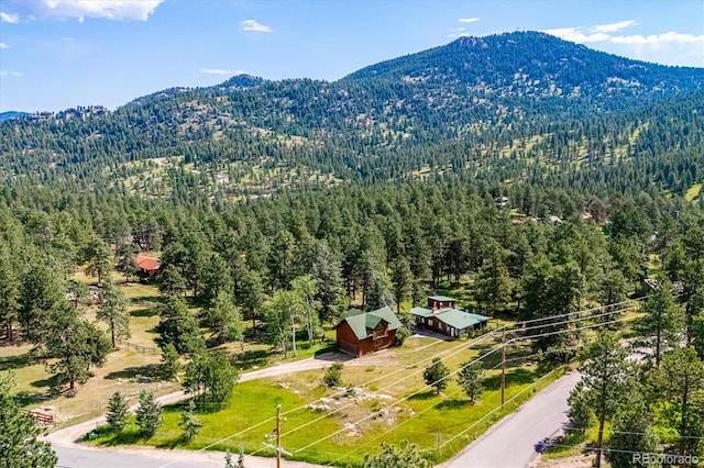 5818 S Skyline Dr, Evergreen, CO 80439 - drone / aerial view of a forest and a mountainous background