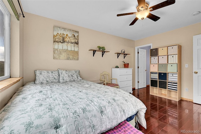 2850 Aurora Ave Unit 301, Boulder, CO 80303 - bedroom with dark wood-type flooring and a ceiling fan