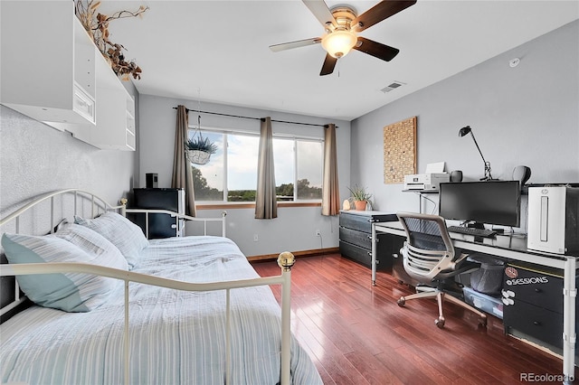 2850 Aurora Ave Unit 301, Boulder, CO 80303 - bedroom featuring hardwood / wood-style flooring, an office area, and ceiling fan