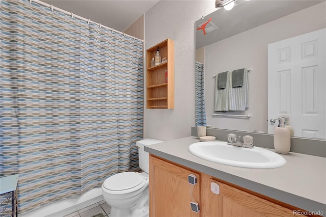 2850 Aurora Ave Unit 301, Boulder, CO 80303 - full bathroom featuring vanity, tile patterned flooring, and a shower with curtain