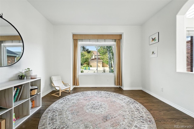 5731 S Yampa St, Centennial, CO 80015 - living area featuring baseboards and dark wood-style flooring