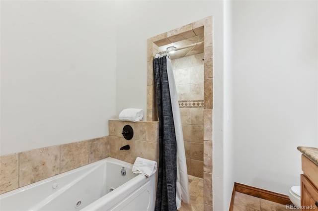 1152 Ski Hill Rd, Breckenridge, CO 80424 - full bath featuring a tub with jets, tiled shower, and vanity