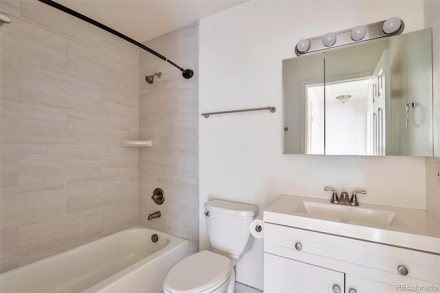 4182 S Joplin St, Aurora, CO 80013 - bathroom with toilet, vanity, and washtub / shower combination