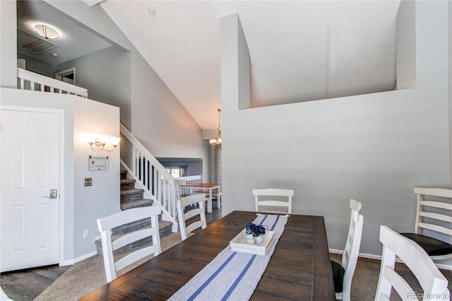 4483 S Fundy St, Centennial, CO 80015 - dining room with high vaulted ceiling and stairway