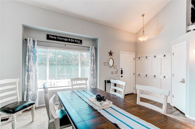 4483 S Fundy St, Centennial, CO 80015 - dining space featuring wood finished floors and high vaulted ceiling
