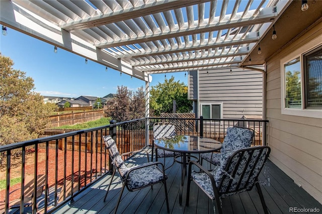 4483 S Fundy St, Centennial, CO 80015 - wooden deck featuring a pergola and outdoor dining area