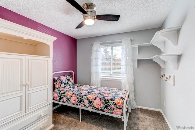 4483 S Fundy St, Centennial, CO 80015 - bedroom with a textured ceiling, carpet, and ceiling fan