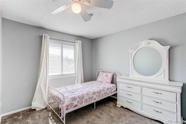 4483 S Fundy St, Centennial, CO 80015 - carpeted bedroom with a textured ceiling and ceiling fan