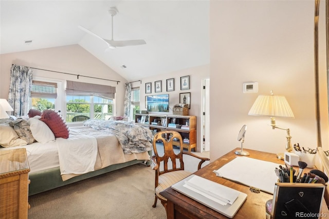 1455 Flowers Ct, Erie, CO 80516 - bedroom with carpet floors, ceiling fan, and high vaulted ceiling