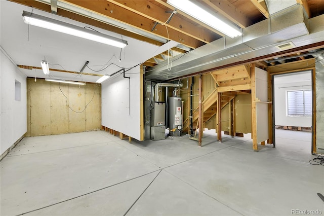 below grade area with water heater