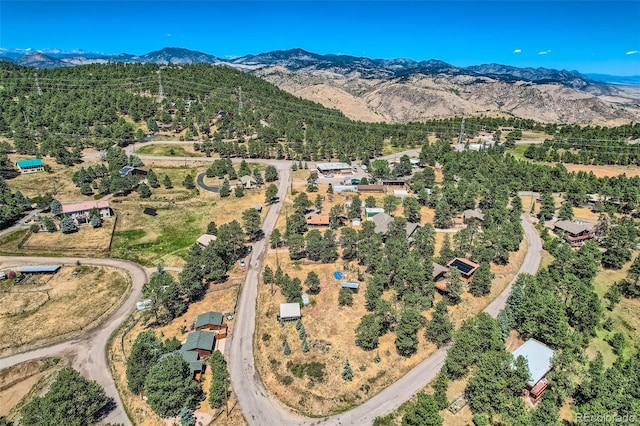 birds eye view of property with a mountain view