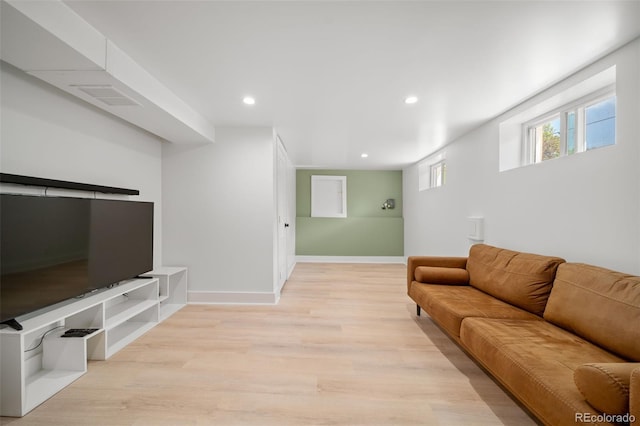 living room featuring light hardwood / wood-style flooring